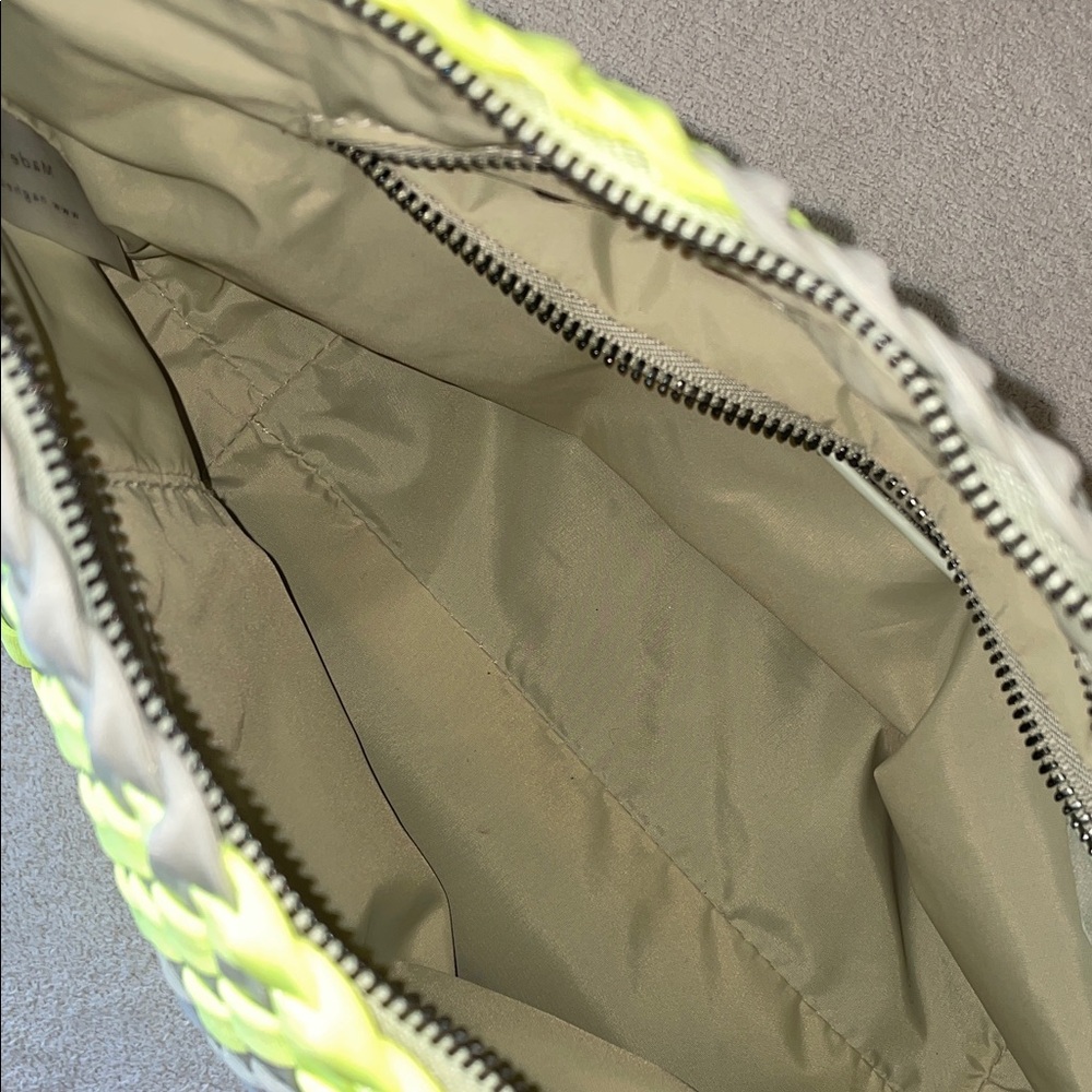 Naghedi Neon Yellow and Gray Woven Cosmetic Pouch - Picture 5 of 13